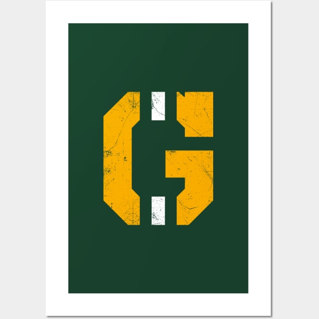 Green Bay G, vintage - green Wall Art by KFig21